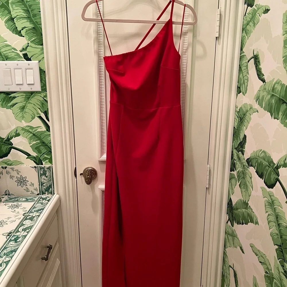 Abercrombie & Fitch Asymmetrical one shoulder maxi dress red size M